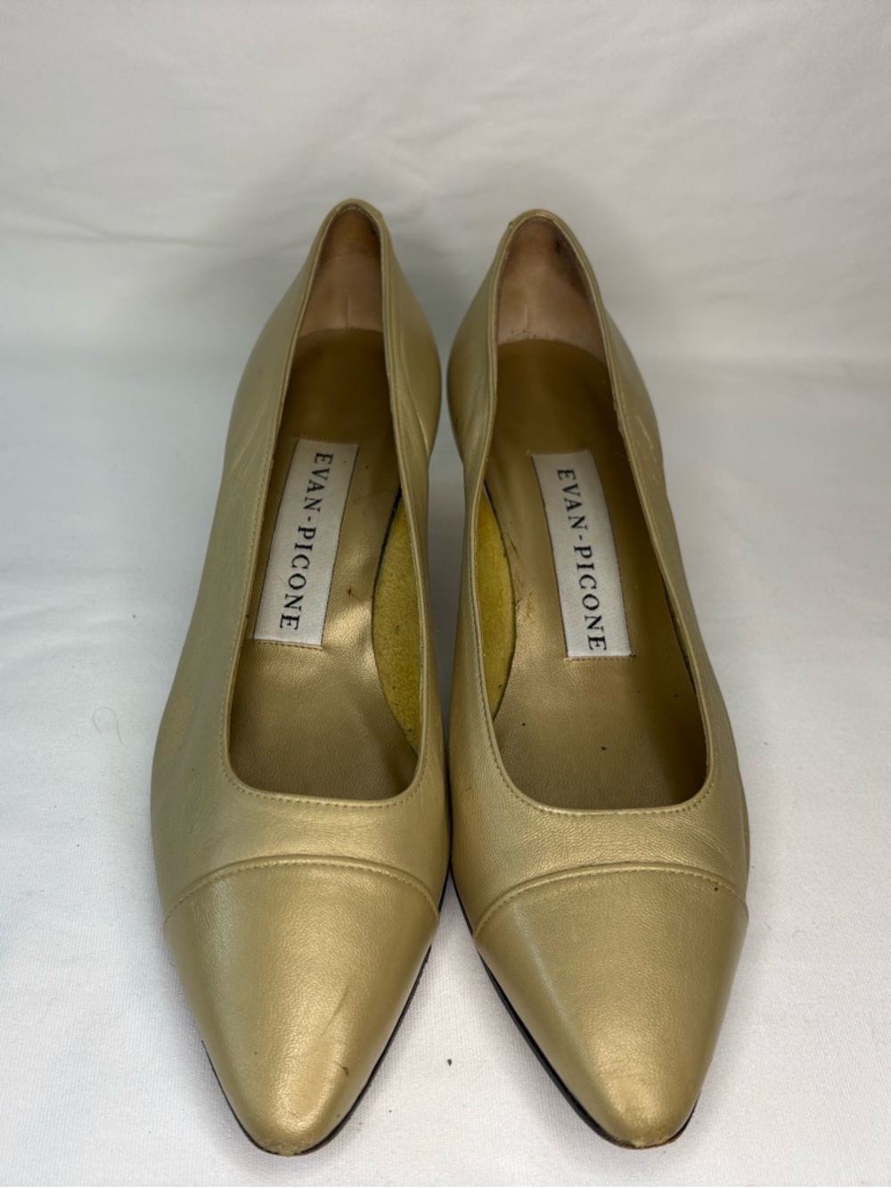 Evan Picone Women's Pale Gold Leather Pointed-Toe Pumps